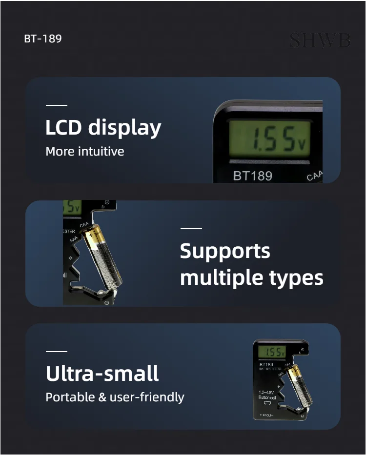 Battery Tester BT189 Ultra-small Battery Tester 9v CAA AAA N D Universal Household LCD Digital Display Battery Tester Battery Tester BT189 Ultra-small Battery Tester 9v CAA AAA N D Universal Household LCD Digital Display Battery Tester