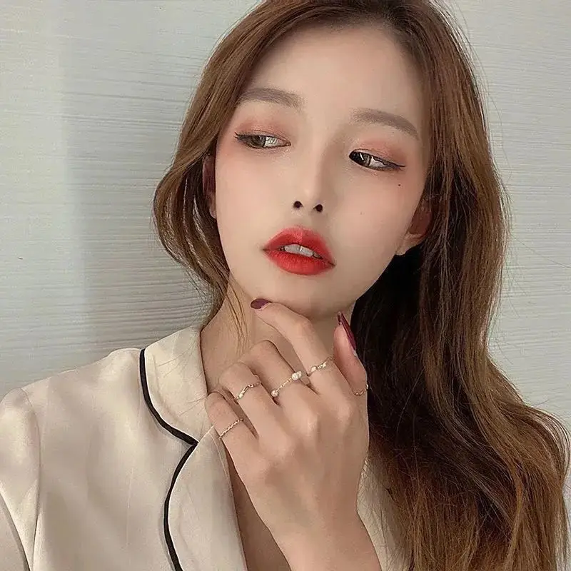 5pcs/set Ring Female Japanese Korean Style Simple Three Pearl Wavy Combination Ring Personality Ring Net Red Tail Ring Jewelry 5pcs/set Ring Female Japanese Korean Style Simple Three Pearl Wavy Combination Ring Personality Ring Net Red Tail Ring Jewelry