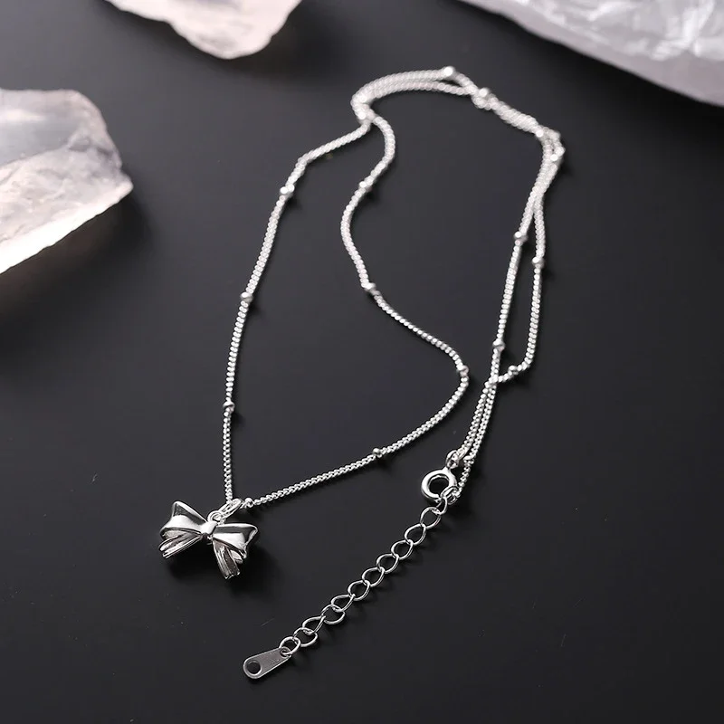 Bow Necklace Cute and Sweet Lady Butterfly Collarbone Necklace Necklace for Women Minimalist Jewelry Bow Necklace Cute and Sweet Lady Butterfly Collarbone Necklace Necklace for Women Minimalist Jewelry