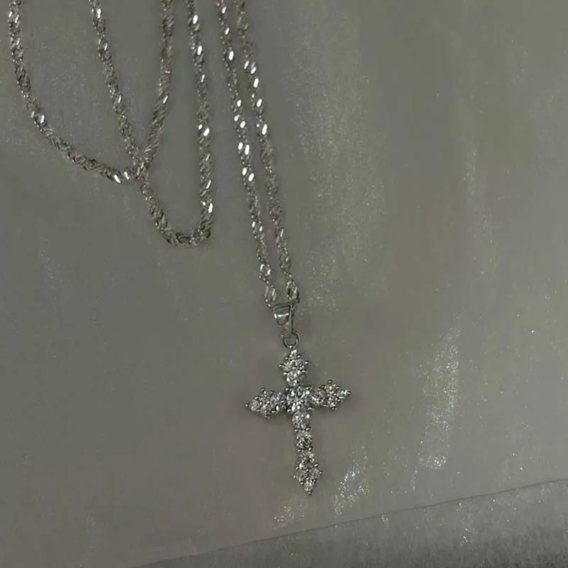 Shiny Crystal Zircon Cross Pendant Necklace for Women Girls Punk Silver Color Thin Chain Necklace Party Jewelry Birthday Gift Shiny Crystal Zircon Cross Pendant Necklace for Women Girls Punk Silver Color Thin Chain Necklace Party Jewelry Birthday Gift