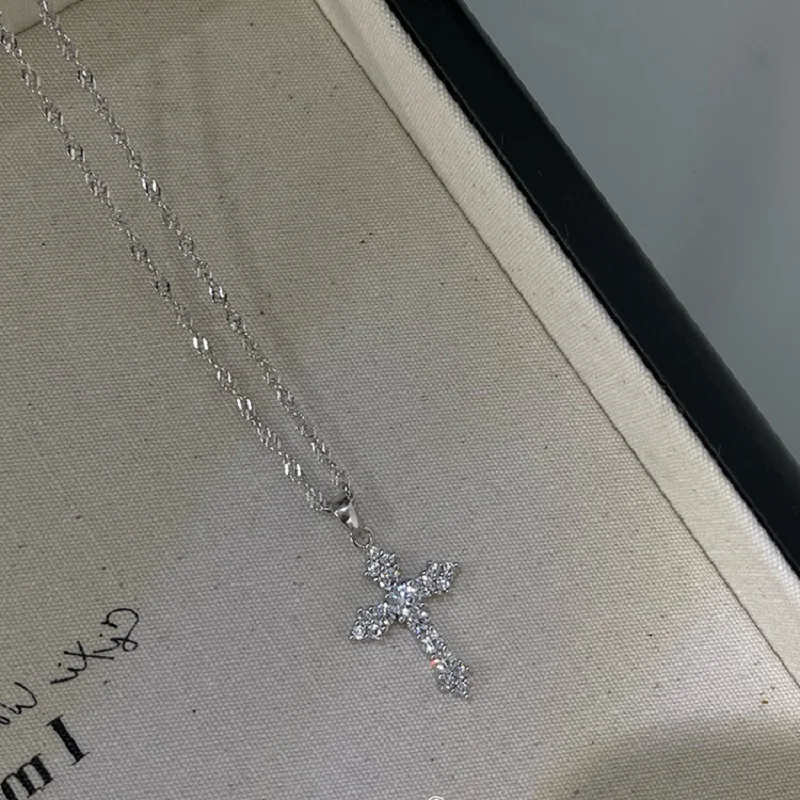 Shiny Crystal Zircon Cross Pendant Necklace for Women Girls Punk Silver Color Thin Chain Necklace Party Jewelry Birthday Gift Shiny Crystal Zircon Cross Pendant Necklace for Women Girls Punk Silver Color Thin Chain Necklace Party Jewelry Birthday Gift