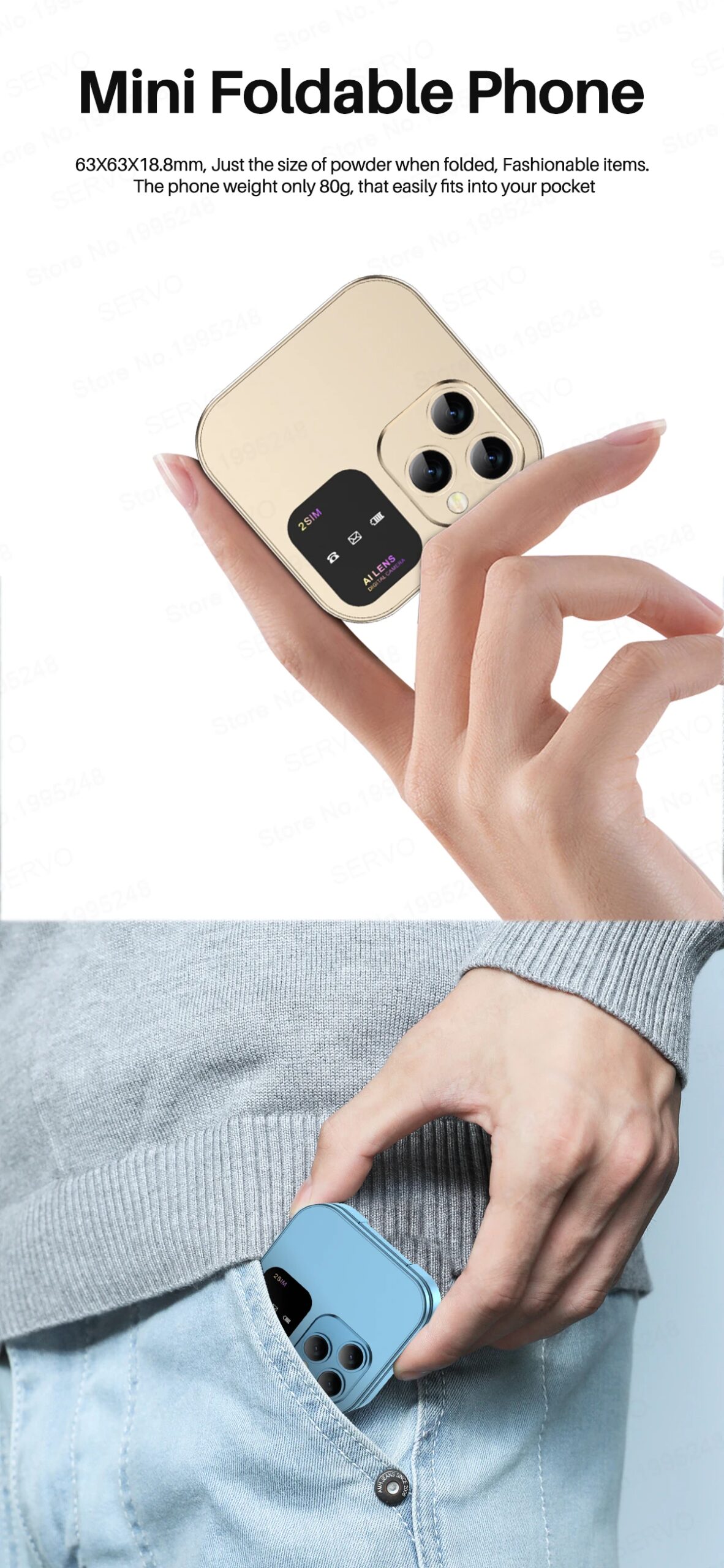 SERVO i16 Pro Mini Fold Mobile Phone Dual SIM Card FM Radio Vibration Magic Voice Blacklist Speed Dial 1.77''Screen Square Phone SERVO i16 Pro Mini Fold Mobile Phone Dual SIM Card FM Radio Vibration Magic Voice Blacklist Speed Dial 1.77''Screen Square Phone