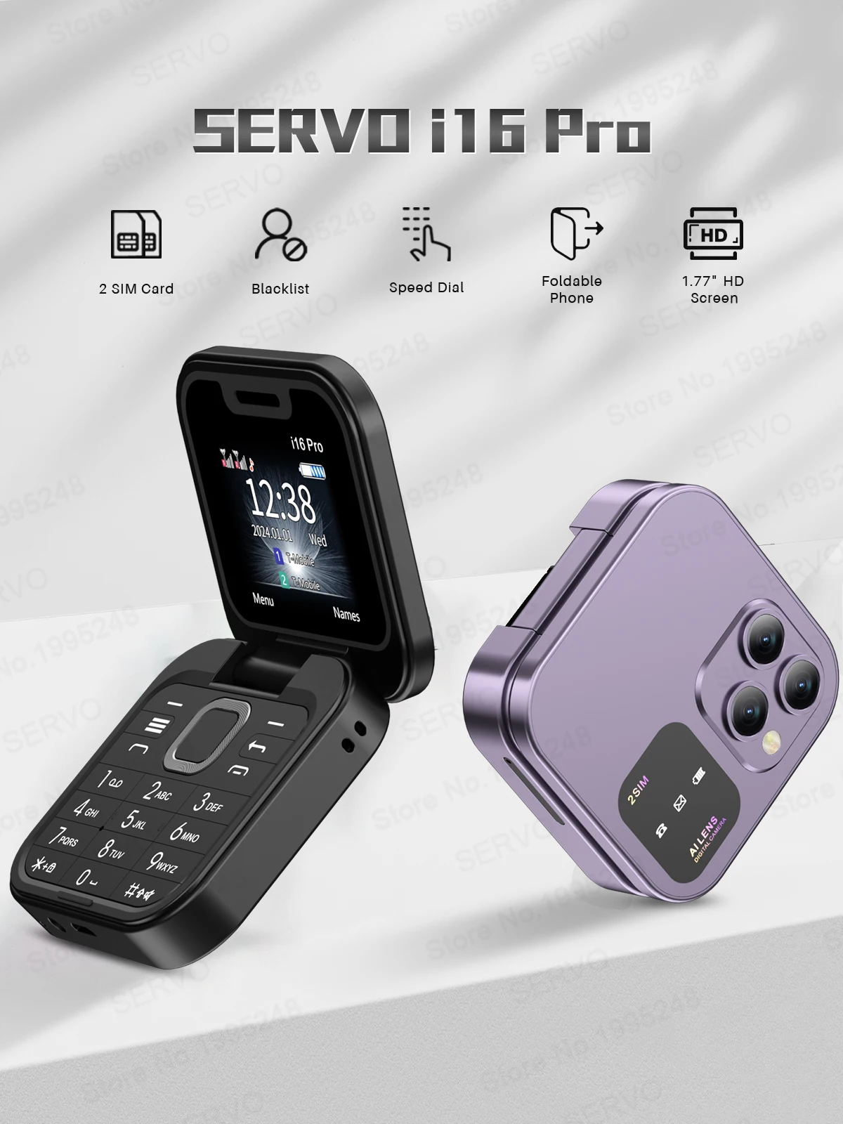 SERVO i16 Pro Mini Fold Mobile Phone Dual SIM Card FM Radio Vibration Magic Voice Blacklist Speed Dial 1.77''Screen Square Phone SERVO i16 Pro Mini Fold Mobile Phone Dual SIM Card FM Radio Vibration Magic Voice Blacklist Speed Dial 1.77''Screen Square Phone
