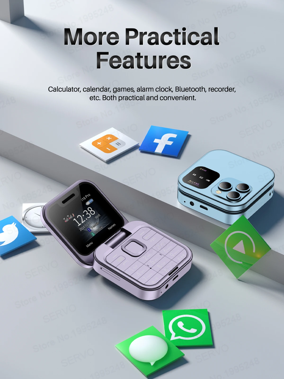 SERVO i16 Pro Mini Fold Mobile Phone Dual SIM Card FM Radio Vibration Magic Voice Blacklist Speed Dial 1.77''Screen Square Phone SERVO i16 Pro Mini Fold Mobile Phone Dual SIM Card FM Radio Vibration Magic Voice Blacklist Speed Dial 1.77''Screen Square Phone