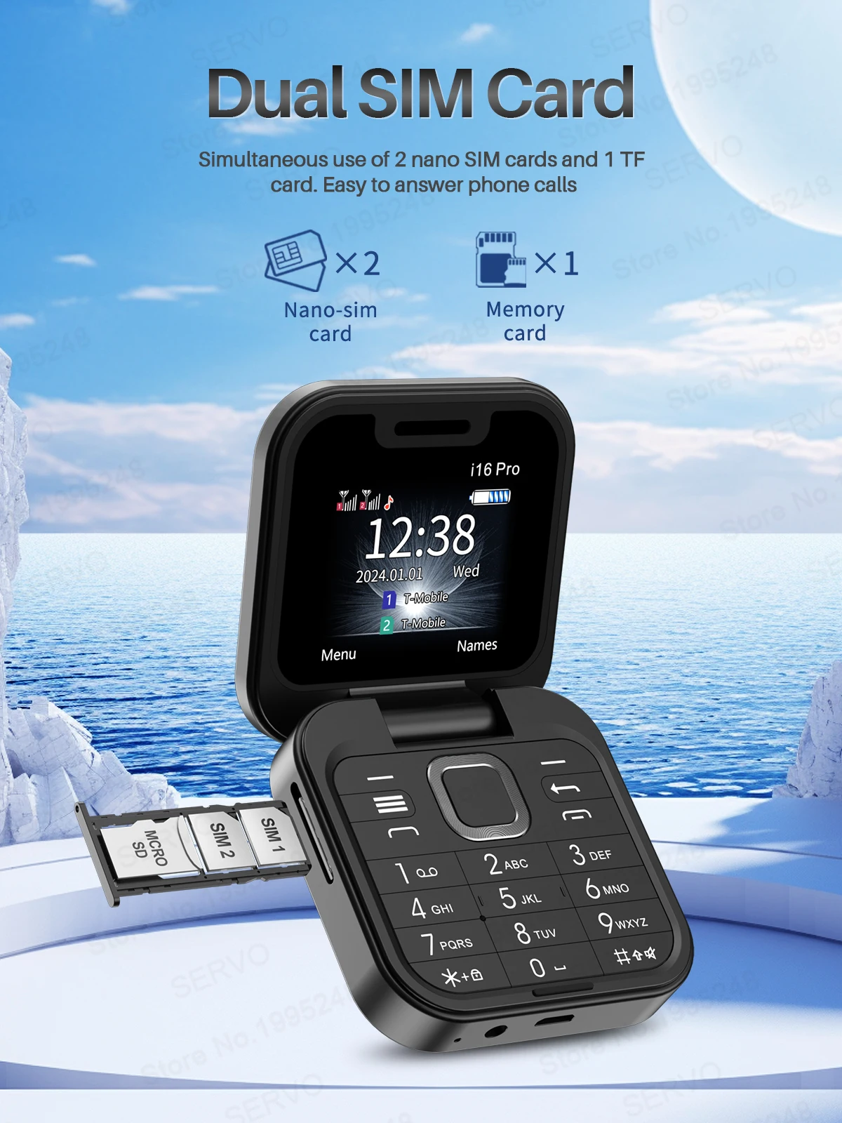 SERVO i16 Pro Mini Fold Mobile Phone Dual SIM Card FM Radio Vibration Magic Voice Blacklist Speed Dial 1.77''Screen Square Phone SERVO i16 Pro Mini Fold Mobile Phone Dual SIM Card FM Radio Vibration Magic Voice Blacklist Speed Dial 1.77''Screen Square Phone