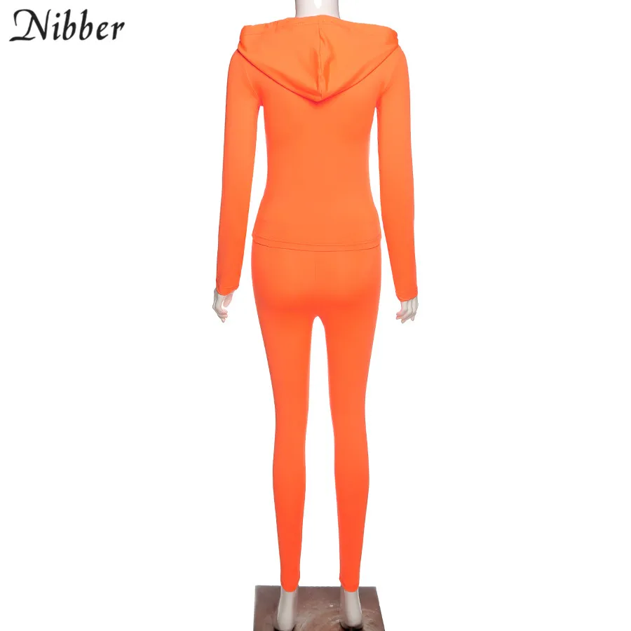 Nibber Sporty Casual Long Sleeve Hooded Zipper Solid two pieces set women Autumn Workout Skinny Top And Pants Matching Set mujer Nibber Sporty Casual Long Sleeve Hooded Zipper Solid two pieces set women Autumn Workout Skinny Top And Pants Matching Set mujer