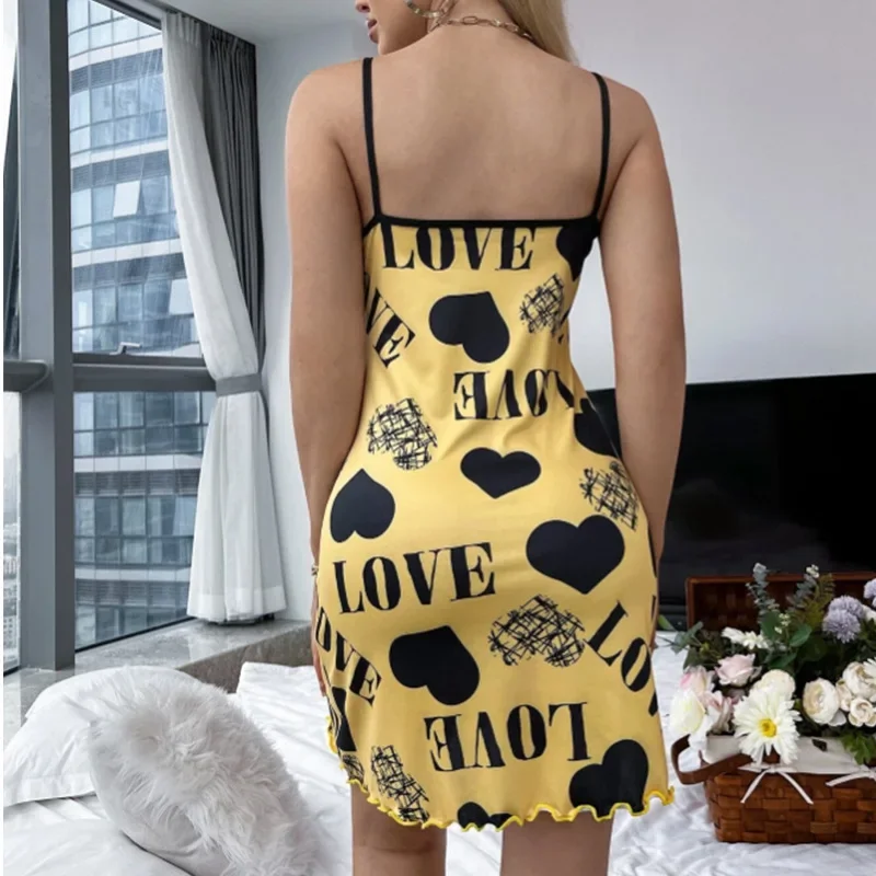Sexy Lingerie Women Summer Nightgowns Sling Nightdress Fashion Printing Dressing Sleepwear Polyester Milk Silk Night Dress Woman Sexy Lingerie Women Summer Nightgowns Sling Nightdress Fashion Printing Dressing Sleepwear Polyester Milk Silk Night Dress Woman