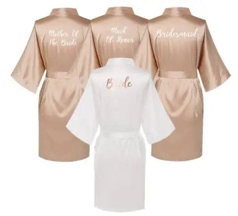 Satin Silk Robes Plus Size Wedding BathRobe Bride Bridesmaid Dress Gown Women Clothing Sleepwear Maid of Honor Rose Gold Satin Silk Robes Plus Size Wedding BathRobe Bride Bridesmaid Dress Gown Women Clothing Sleepwear Maid of Honor Rose Gold