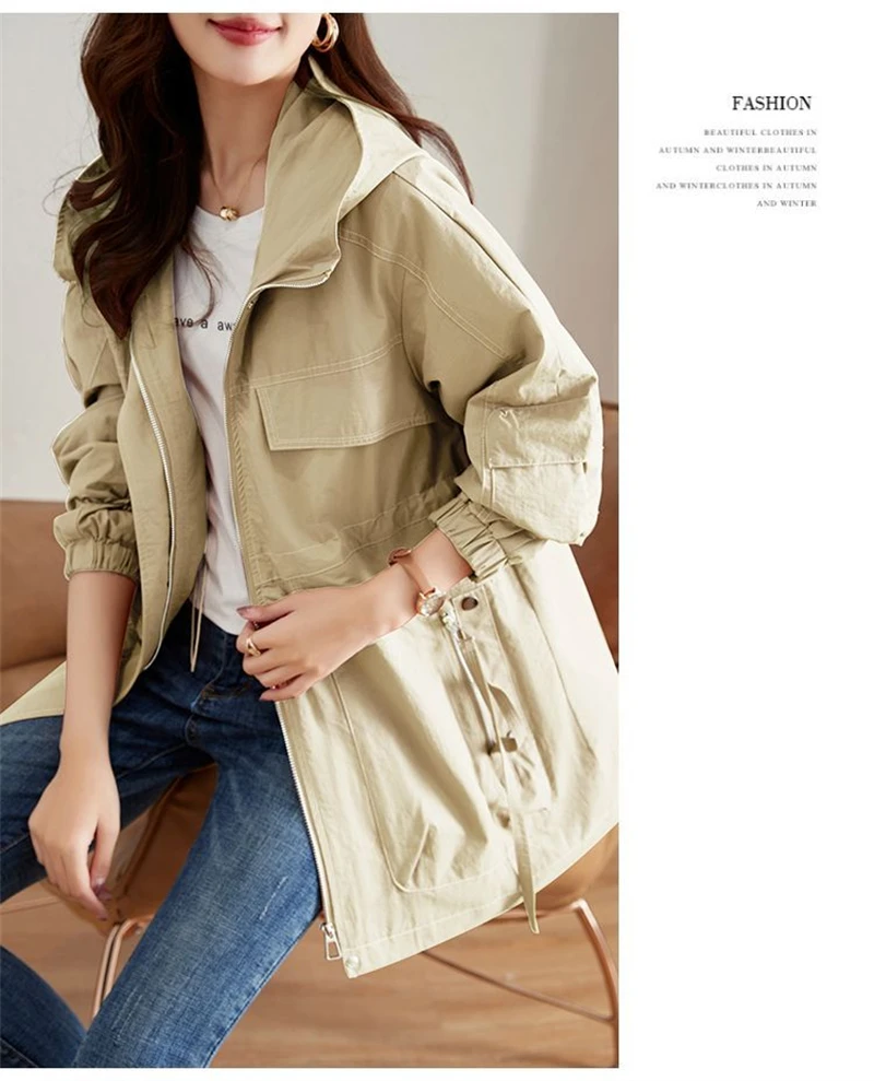 Mid Long Loose Overcoat Windbreaker 2025 New Spring Autumn Trench Coat Women Korean Female Outerwear Basic Coat Lining Jacket Mid Long Loose Overcoat Windbreaker 2025 New Spring Autumn Trench Coat Women Korean Female Outerwear Basic Coat Lining Jacket