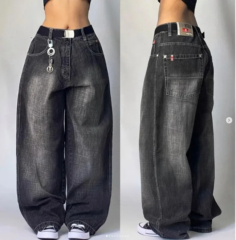 2024 New American Harajuku Retro Straight High Waist Y2K Street Style Women Washed Blue Pockets Baggy Jeans Gothic Wide Pants 2024 New American Harajuku Retro Straight High Waist Y2K Street Style Women Washed Blue Pockets Baggy Jeans Gothic Wide Pants