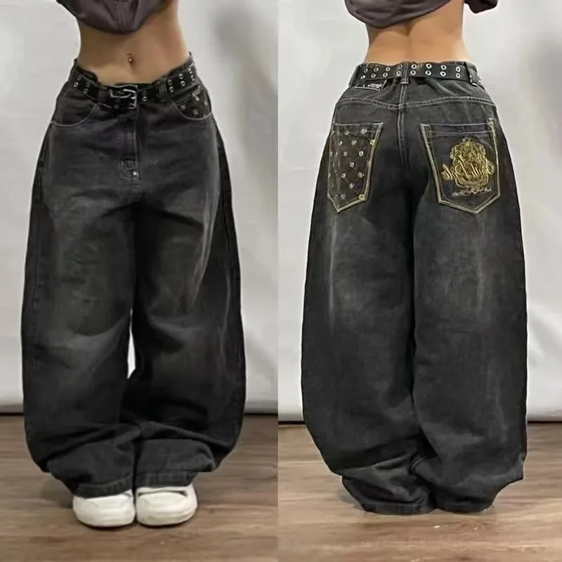 American Retro Cleanfit Fashion Print Baggy Jeans Women's Y2K Popular Casual Joker Gothic High Waist Wide-Leg pants Street Wear American Retro Cleanfit Fashion Print Baggy Jeans Women's Y2K Popular Casual Joker Gothic High Waist Wide-Leg pants Street Wear