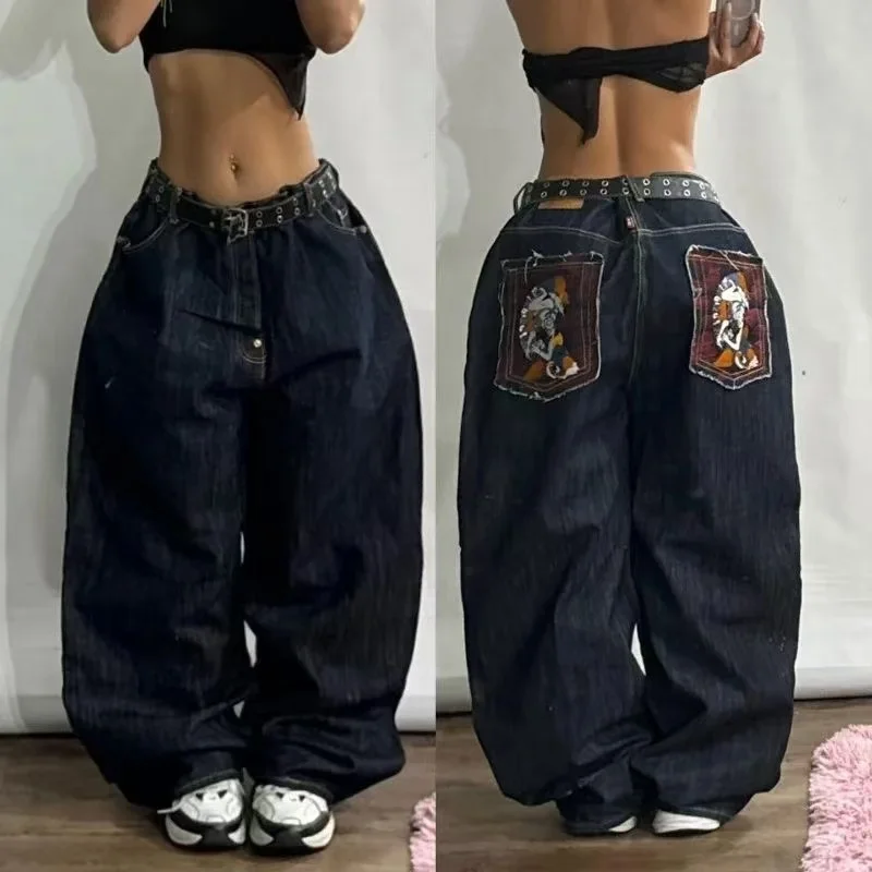 American Retro Cleanfit Fashion Print Baggy Jeans Women's Y2K Popular Casual Joker Gothic High Waist Wide-Leg pants Street Wear American Retro Cleanfit Fashion Print Baggy Jeans Women's Y2K Popular Casual Joker Gothic High Waist Wide-Leg pants Street Wear