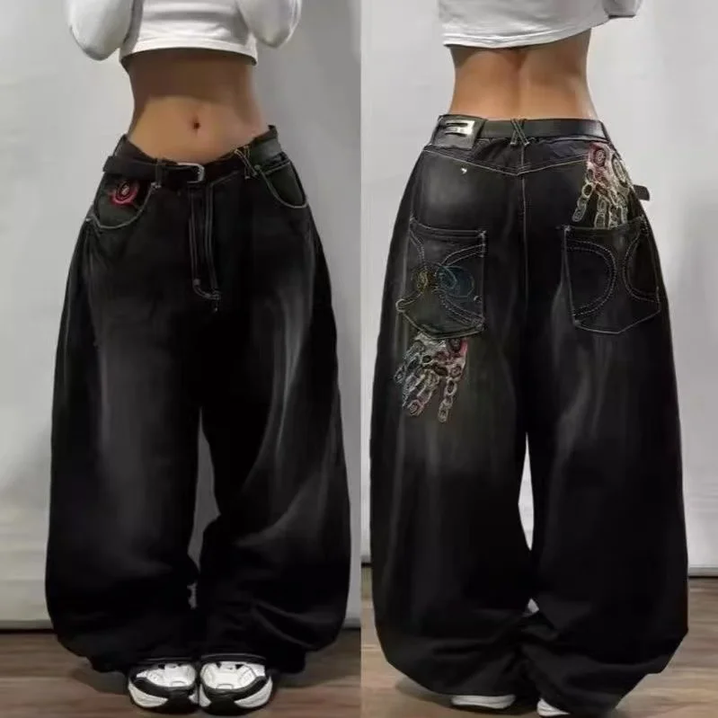 American Retro Cleanfit Fashion Print Baggy Jeans Women's Y2K Popular Casual Joker Gothic High Waist Wide-Leg pants Street Wear American Retro Cleanfit Fashion Print Baggy Jeans Women's Y2K Popular Casual Joker Gothic High Waist Wide-Leg pants Street Wear