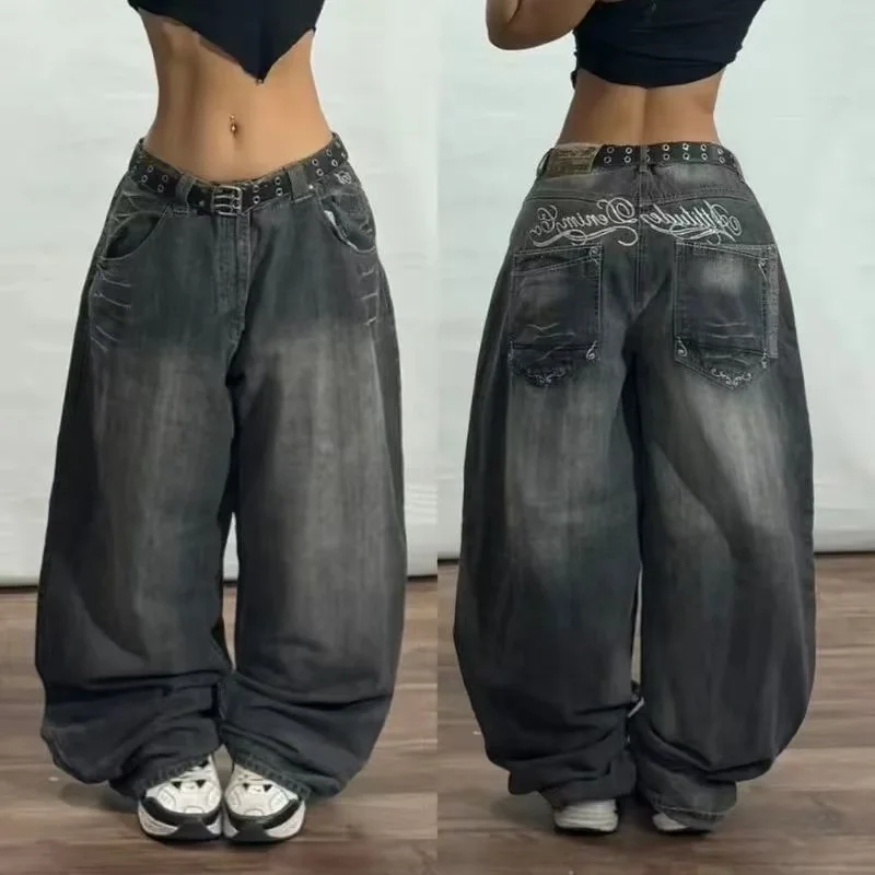 American Retro Cleanfit Fashion Print Baggy Jeans Women's Y2K Popular Casual Joker Gothic High Waist Wide-Leg pants Street Wear American Retro Cleanfit Fashion Print Baggy Jeans Women's Y2K Popular Casual Joker Gothic High Waist Wide-Leg pants Street Wear
