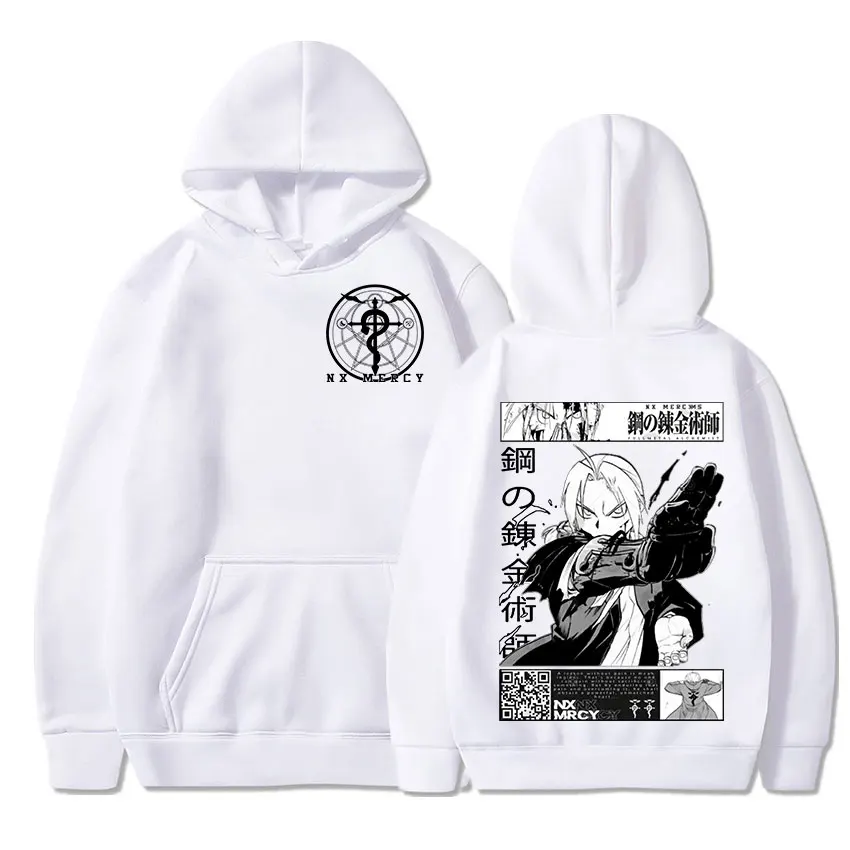 Oversized Harajuku Hoodies For Men And Women, Printed Sweatshirt Loose Japanese Anime Fullmetal Alchemist Classic Pullover Oversized Harajuku Hoodies For Men And Women, Printed Sweatshirt Loose Japanese Anime Fullmetal Alchemist Classic Pullover