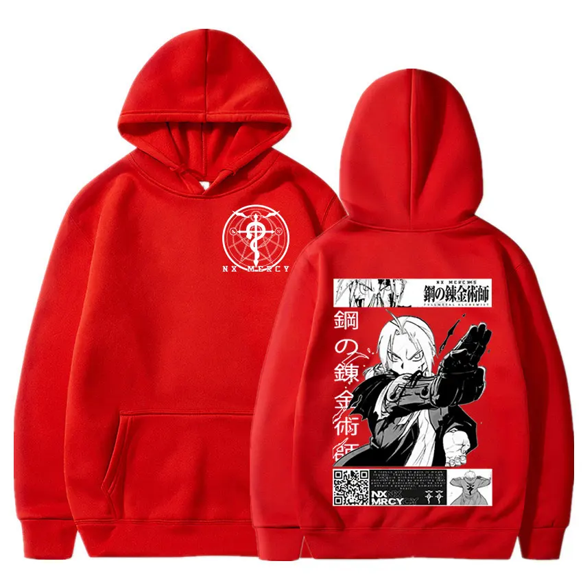 Oversized Harajuku Hoodies For Men And Women, Printed Sweatshirt Loose Japanese Anime Fullmetal Alchemist Classic Pullover Oversized Harajuku Hoodies For Men And Women, Printed Sweatshirt Loose Japanese Anime Fullmetal Alchemist Classic Pullover