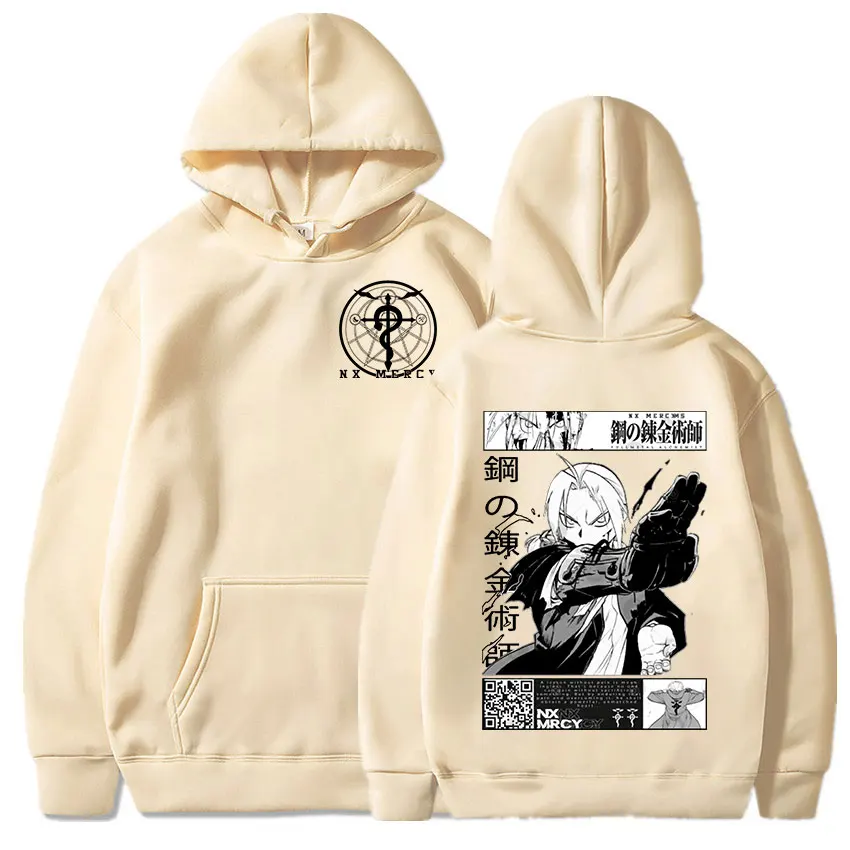 Oversized Harajuku Hoodies For Men And Women, Printed Sweatshirt Loose Japanese Anime Fullmetal Alchemist Classic Pullover Oversized Harajuku Hoodies For Men And Women, Printed Sweatshirt Loose Japanese Anime Fullmetal Alchemist Classic Pullover