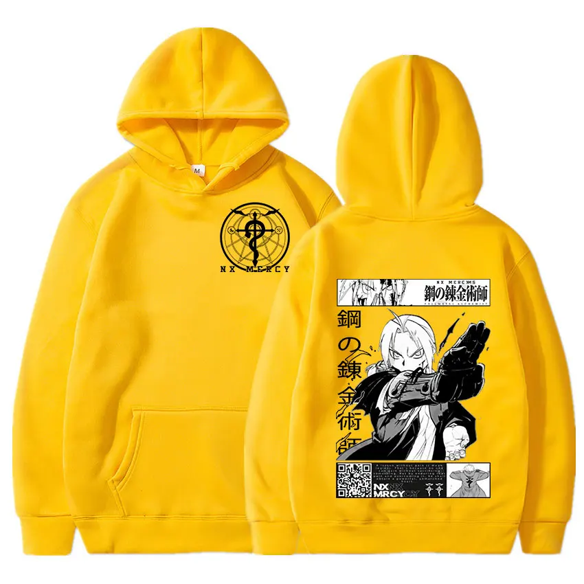 Oversized Harajuku Hoodies For Men And Women, Printed Sweatshirt Loose Japanese Anime Fullmetal Alchemist Classic Pullover Oversized Harajuku Hoodies For Men And Women, Printed Sweatshirt Loose Japanese Anime Fullmetal Alchemist Classic Pullover