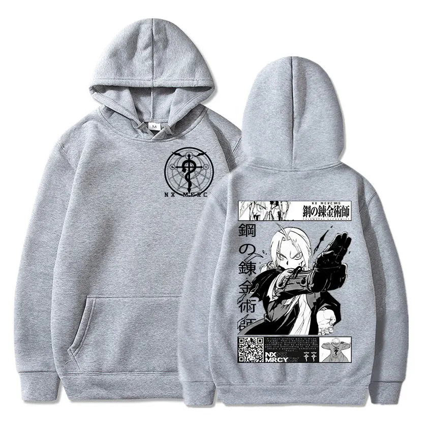 Oversized Harajuku Hoodies For Men And Women, Printed Sweatshirt Loose Japanese Anime Fullmetal Alchemist Classic Pullover Oversized Harajuku Hoodies For Men And Women, Printed Sweatshirt Loose Japanese Anime Fullmetal Alchemist Classic Pullover
