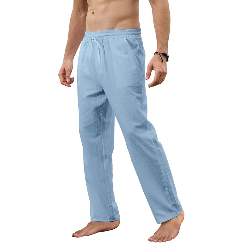 New Men's Cotton Linen Pants Loose Autum Casual Pants Male Breathable Solid Color Drawstring Jogger Yoga Long Trousers New Men's Cotton Linen Pants Loose Autum Casual Pants Male Breathable Solid Color Drawstring Jogger Yoga Long Trousers