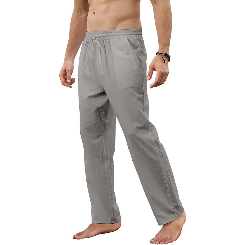 New Men's Cotton Linen Pants Loose Autum Casual Pants Male Breathable Solid Color Drawstring Jogger Yoga Long Trousers New Men's Cotton Linen Pants Loose Autum Casual Pants Male Breathable Solid Color Drawstring Jogger Yoga Long Trousers