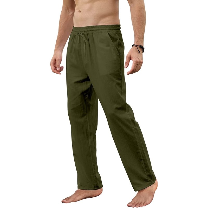 New Men's Cotton Linen Pants Loose Autum Casual Pants Male Breathable Solid Color Drawstring Jogger Yoga Long Trousers New Men's Cotton Linen Pants Loose Autum Casual Pants Male Breathable Solid Color Drawstring Jogger Yoga Long Trousers