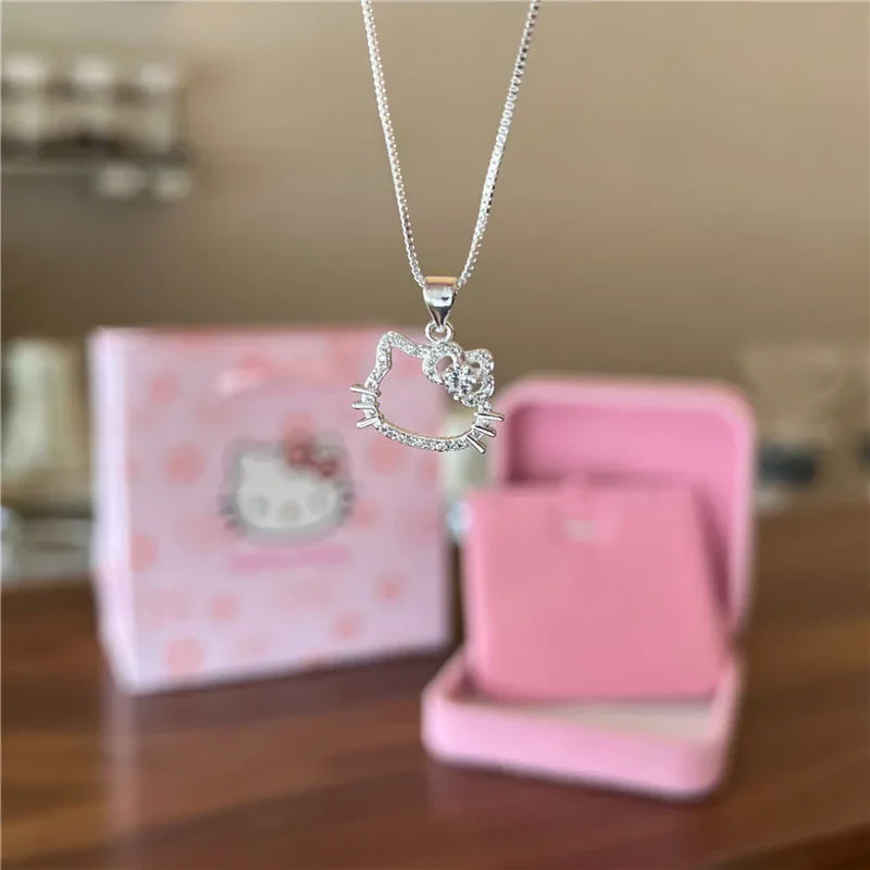 Kawaii Hello Kitty Sanrio Anime Clavicle Chain Pendant Necklace Women's Simple White Elegant Necklace Women's Jewelry Gift Kawaii Hello Kitty Sanrio Anime Clavicle Chain Pendant Necklace Women's Simple White Elegant Necklace Women's Jewelry Gift