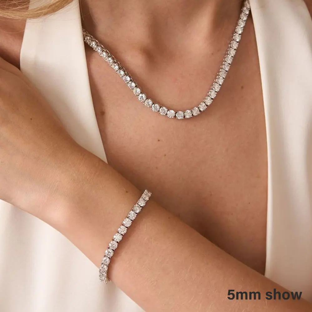 KNOBSPIN GRA Certified Moissanite Tennis Necklace 2/3/4/5/6.5mm Solid 925 Sterling Silver Diamond Tennis Necklaces for Women Man KNOBSPIN GRA Certified Moissanite Tennis Necklace 2/3/4/5/6.5mm Solid 925 Sterling Silver Diamond Tennis Necklaces for Women Man