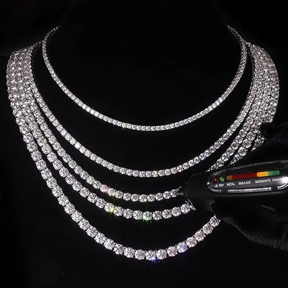 KNOBSPIN GRA Certified Moissanite Tennis Necklace 2/3/4/5/6.5mm Solid 925 Sterling Silver Diamond Tennis Necklaces for Women Man KNOBSPIN GRA Certified Moissanite Tennis Necklace 2/3/4/5/6.5mm Solid 925 Sterling Silver Diamond Tennis Necklaces for Women Man
