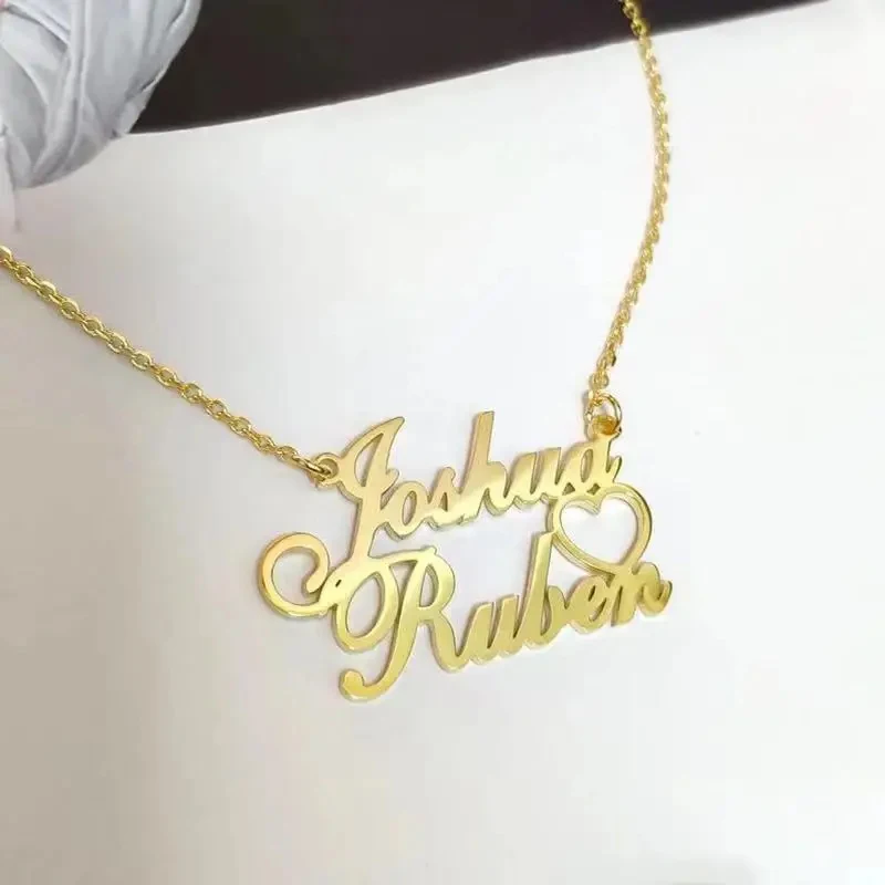 Customized Couple Double Name Love Necklace Personalized Double Name Pendant Stainless Steel Jewelry Valentine's Day Gifts Customized Couple Double Name Love Necklace Personalized Double Name Pendant Stainless Steel Jewelry Valentine's Day Gifts