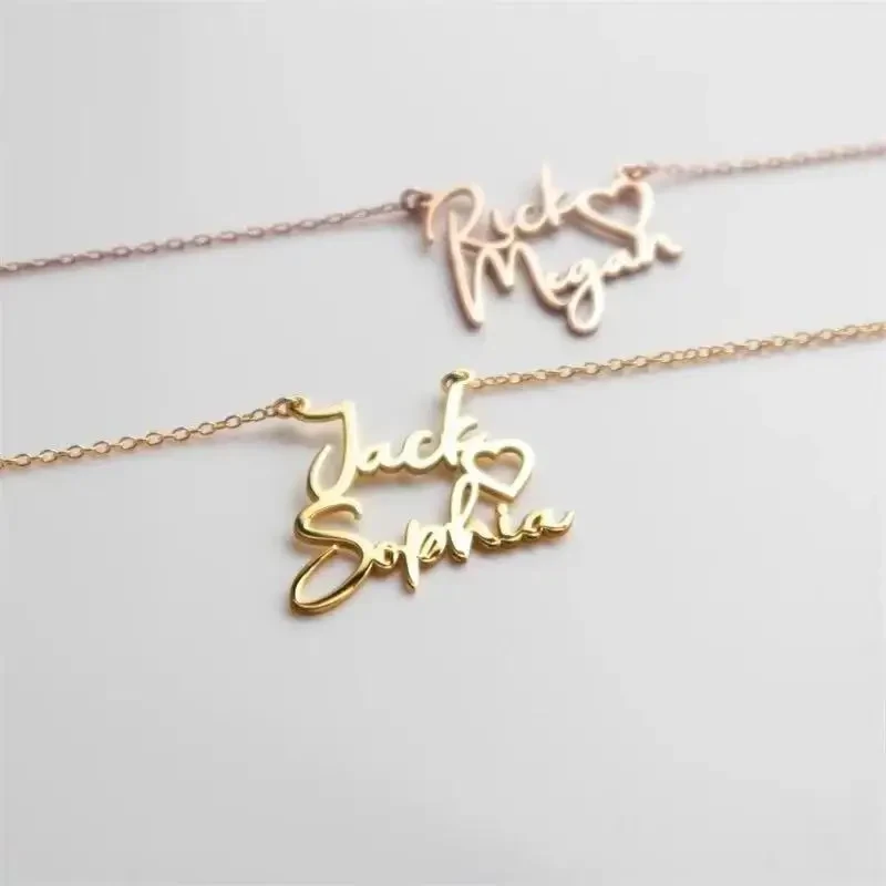 Customized Couple Double Name Love Necklace Personalized Double Name Pendant Stainless Steel Jewelry Valentine's Day Gifts Customized Couple Double Name Love Necklace Personalized Double Name Pendant Stainless Steel Jewelry Valentine's Day Gifts
