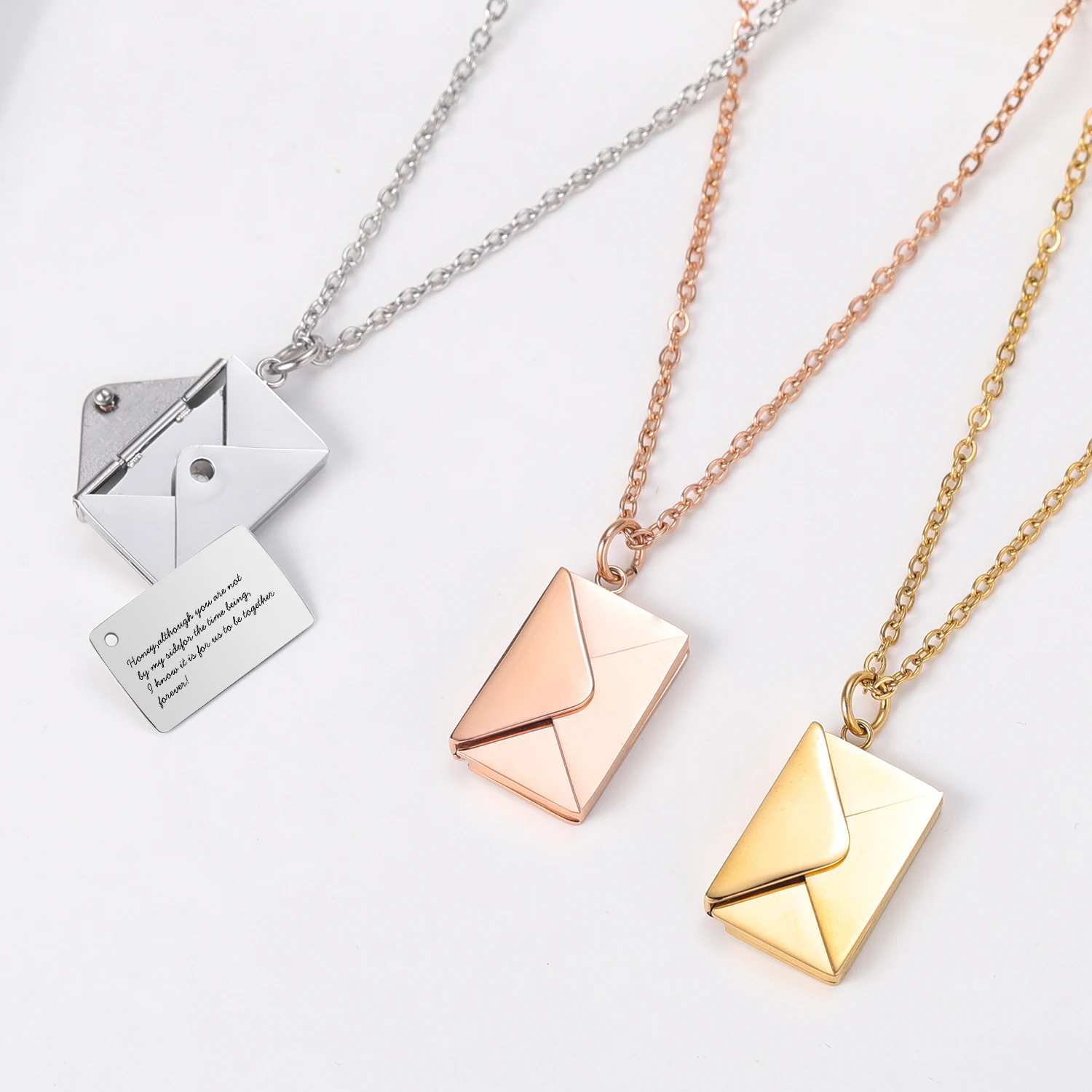 Love Letter Envelope Pendant Necklace Customized Stainless Steel Jewelry Confession Love You for Valentine Day Mother Day Gift Love Letter Envelope Pendant Necklace Customized Stainless Steel Jewelry Confession Love You for Valentine Day Mother Day Gift