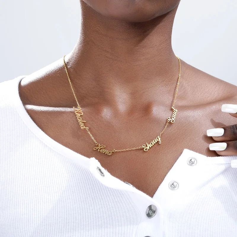 Stainless Steel Jewelry For Women Custom Multi-name Necklace Personalized Customized 1-5 Name Choker Memorial Day Jewelry Gifts Stainless Steel Jewelry For Women Custom Multi-name Necklace Personalized Customized 1-5 Name Choker Memorial Day Jewelry Gifts