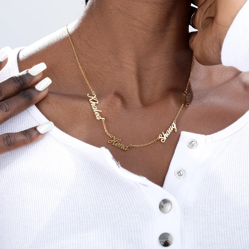Stainless Steel Jewelry For Women Custom Multi-name Necklace Personalized Customized 1-5 Name Choker Memorial Day Jewelry Gifts Stainless Steel Jewelry For Women Custom Multi-name Necklace Personalized Customized 1-5 Name Choker Memorial Day Jewelry Gifts