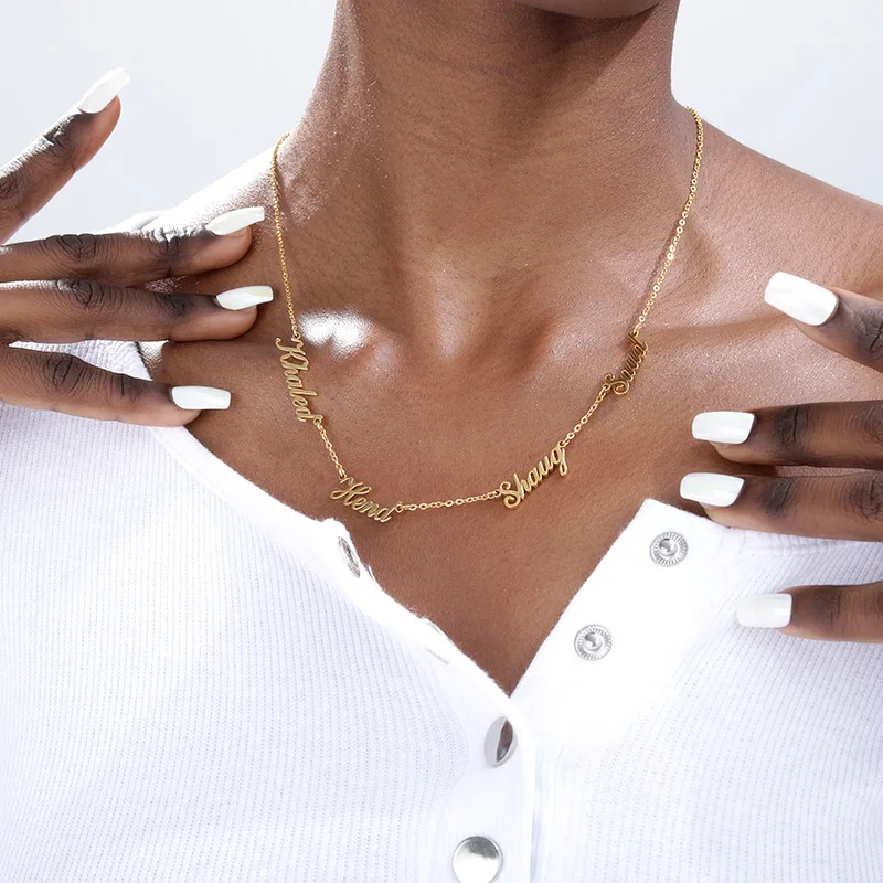 Stainless Steel Jewelry For Women Custom Multi-name Necklace Personalized Customized 1-5 Name Choker Memorial Day Jewelry Gifts Stainless Steel Jewelry For Women Custom Multi-name Necklace Personalized Customized 1-5 Name Choker Memorial Day Jewelry Gifts