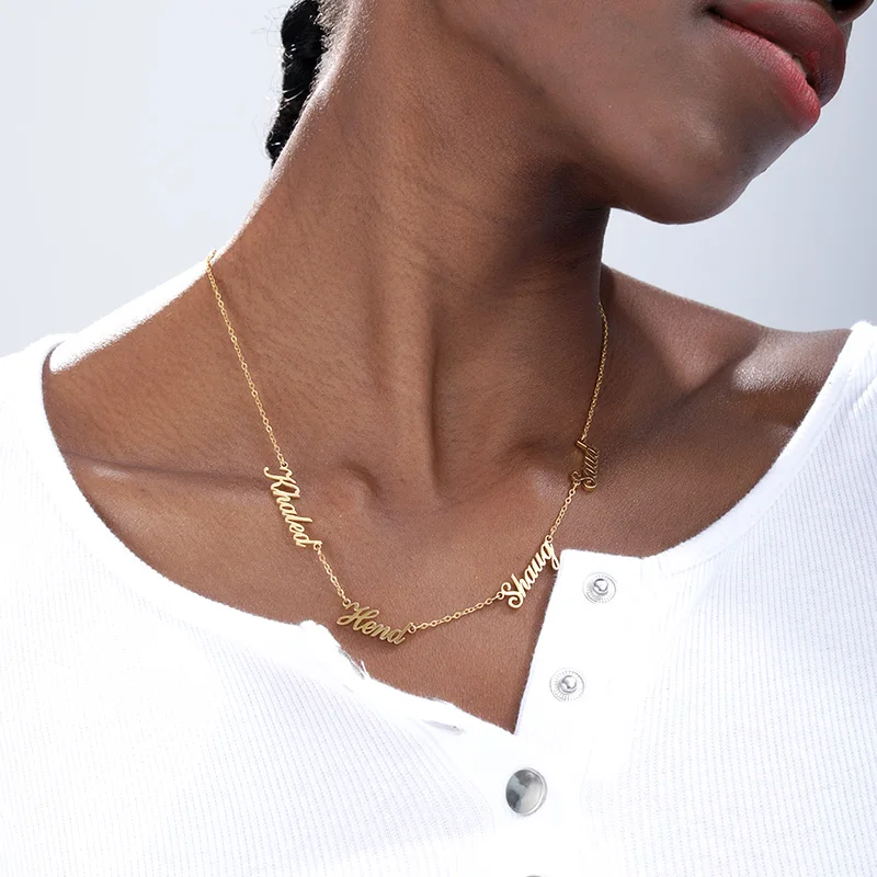 Stainless Steel Jewelry For Women Custom Multi-name Necklace Personalized Customized 1-5 Name Choker Memorial Day Jewelry Gifts Stainless Steel Jewelry For Women Custom Multi-name Necklace Personalized Customized 1-5 Name Choker Memorial Day Jewelry Gifts
