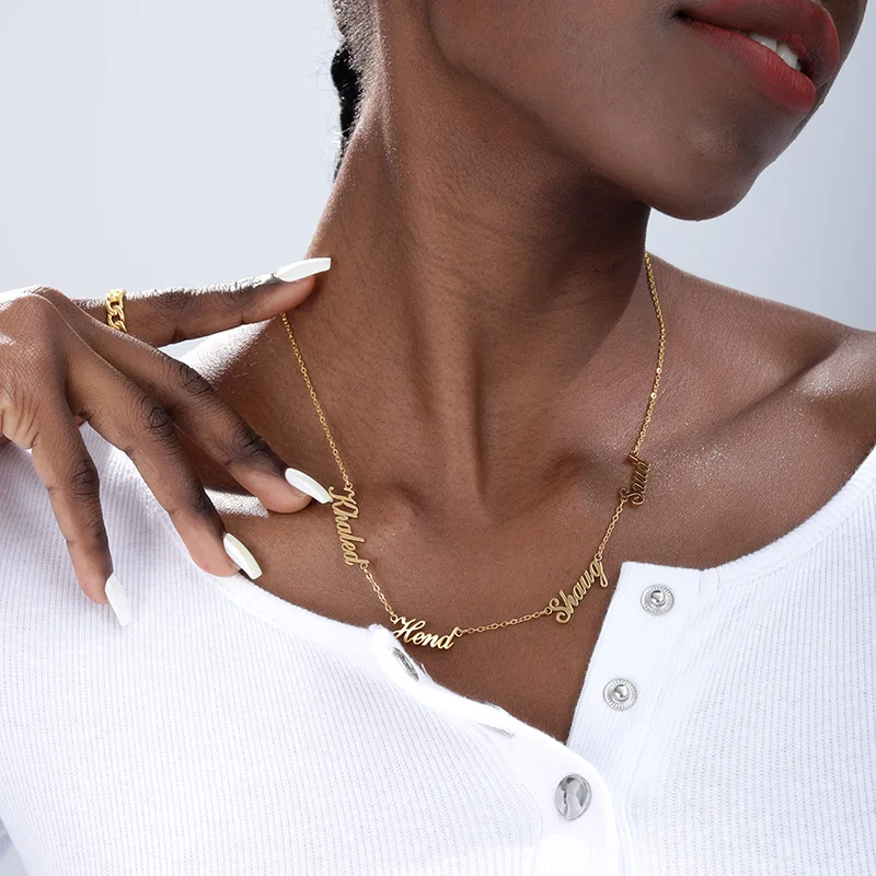 Stainless Steel Jewelry For Women Custom Multi-name Necklace Personalized Customized 1-5 Name Choker Memorial Day Jewelry Gifts Stainless Steel Jewelry For Women Custom Multi-name Necklace Personalized Customized 1-5 Name Choker Memorial Day Jewelry Gifts