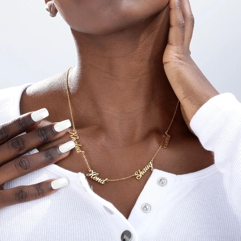 Stainless Steel Jewelry For Women Custom Multi-name Necklace Personalized Customized 1-5 Name Choker Memorial Day Jewelry Gifts Stainless Steel Jewelry For Women Custom Multi-name Necklace Personalized Customized 1-5 Name Choker Memorial Day Jewelry Gifts