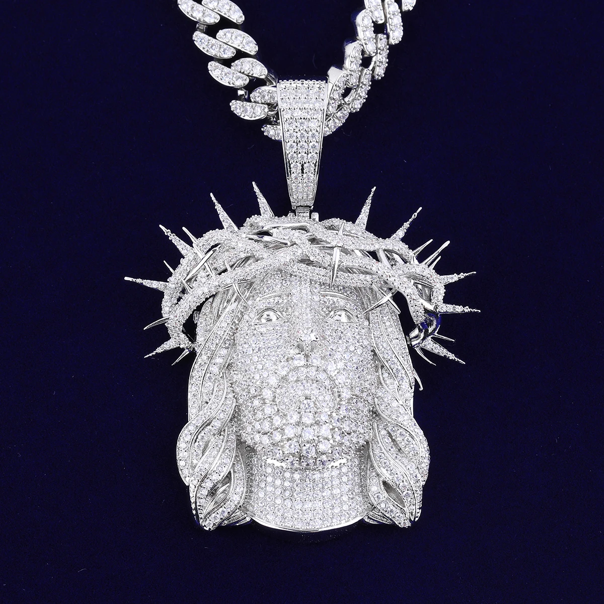 Bubble Letter Iced Out Ratten Jesus Necklace Pendant for Men Prong Setting Cubic Zirocnia Hip Hop Jewelry Bubble Letter Iced Out Ratten Jesus Necklace Pendant for Men Prong Setting Cubic Zirocnia Hip Hop Jewelry
