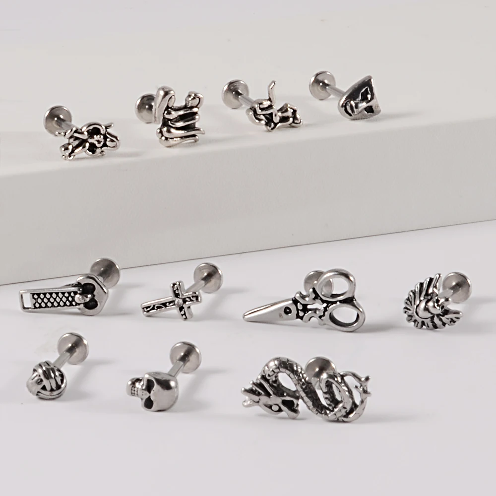 1pcs Surgical Steel Ear Studs Lip Labret Rings Ear Tragus Helix Cartilage Lobe Man Punk Gothic Earrings Body Piercing Jewelry 1pcs Surgical Steel Ear Studs Lip Labret Rings Ear Tragus Helix Cartilage Lobe Man Punk Gothic Earrings Body Piercing Jewelry