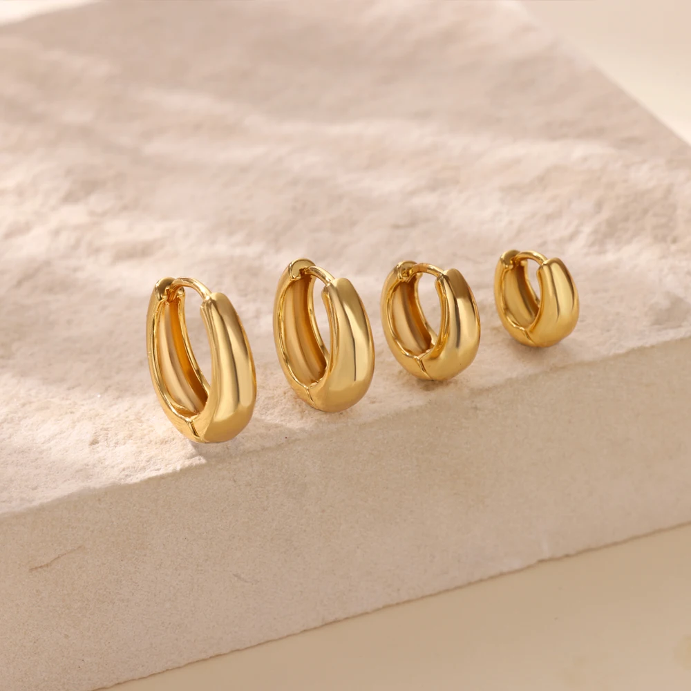 Classic Hoop Earrings for Women Chunky Stainless Steel Gold Color Earring 2025 Trend New in Minimalist Pendientes Jewelry aretes Classic Hoop Earrings for Women Chunky Stainless Steel Gold Color Earring 2025 Trend New in Minimalist Pendientes Jewelry aretes