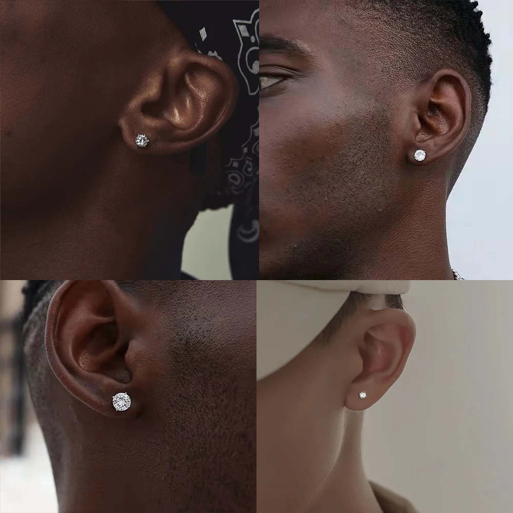 LUXUSTEEL 2Pcs Men's Crystal Zircon Studs Earrings For Women 316L Stainless Steel Cartilage Piercing Ear Anti Allergic 3-8mm LUXUSTEEL 2Pcs Men's Crystal Zircon Studs Earrings For Women 316L Stainless Steel Cartilage Piercing Ear Anti Allergic 3-8mm