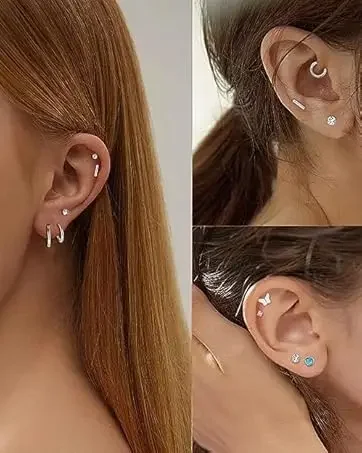 Women Men Hypoallergenic Hoop Earrings for Sensitive Ears CZ Flat Back Earrings Stud 18G Stainless Steel Cartilage Earrings Set Women Men Hypoallergenic Hoop Earrings for Sensitive Ears CZ Flat Back Earrings Stud 18G Stainless Steel Cartilage Earrings Set