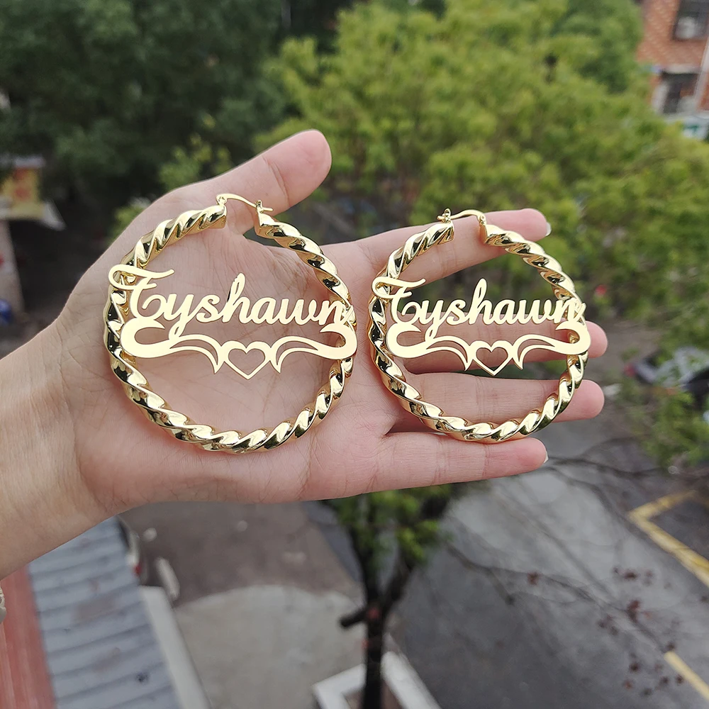 DODOAI New Custom Twist Hoop Earrings For Women, Bold Rope Earrings with Name,Customize Name Round Earring Personality Jewellery DODOAI New Custom Twist Hoop Earrings For Women, Bold Rope Earrings with Name,Customize Name Round Earring Personality Jewellery
