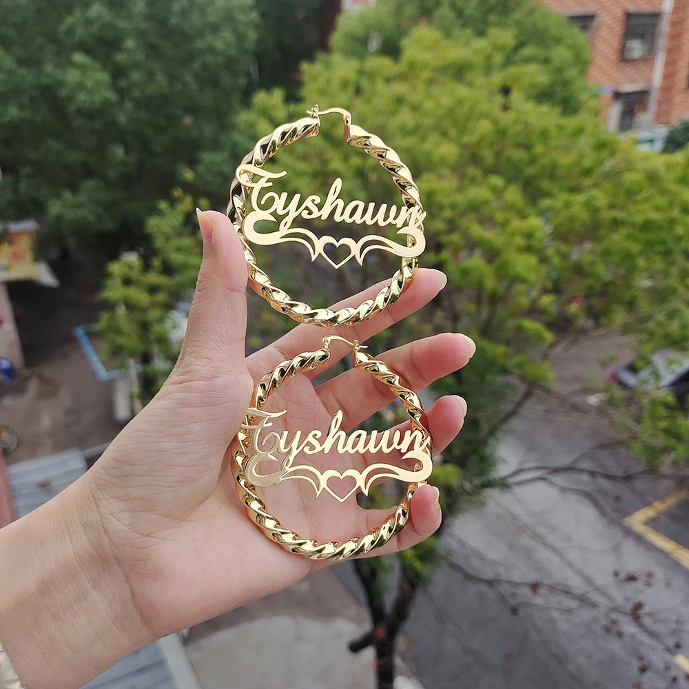 DODOAI New Custom Twist Hoop Earrings For Women, Bold Rope Earrings with Name,Customize Name Round Earring Personality Jewellery DODOAI New Custom Twist Hoop Earrings For Women, Bold Rope Earrings with Name,Customize Name Round Earring Personality Jewellery