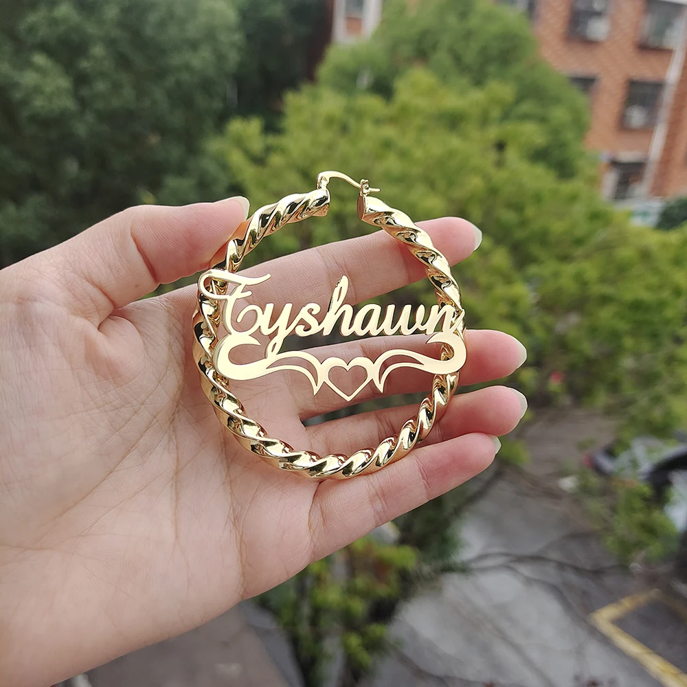 DODOAI New Custom Twist Hoop Earrings For Women, Bold Rope Earrings with Name,Customize Name Round Earring Personality Jewellery DODOAI New Custom Twist Hoop Earrings For Women, Bold Rope Earrings with Name,Customize Name Round Earring Personality Jewellery