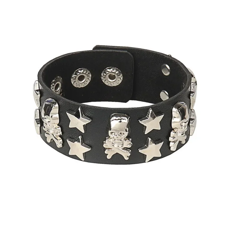 Punk Leather Bracelet for 90s Men Women Rivet Cuff Bangle Bracelet Adjustable Black Leather Wristband Metal Studded Jewelry Gift Punk Leather Bracelet for 90s Men Women Rivet Cuff Bangle Bracelet Adjustable Black Leather Wristband Metal Studded Jewelry Gift