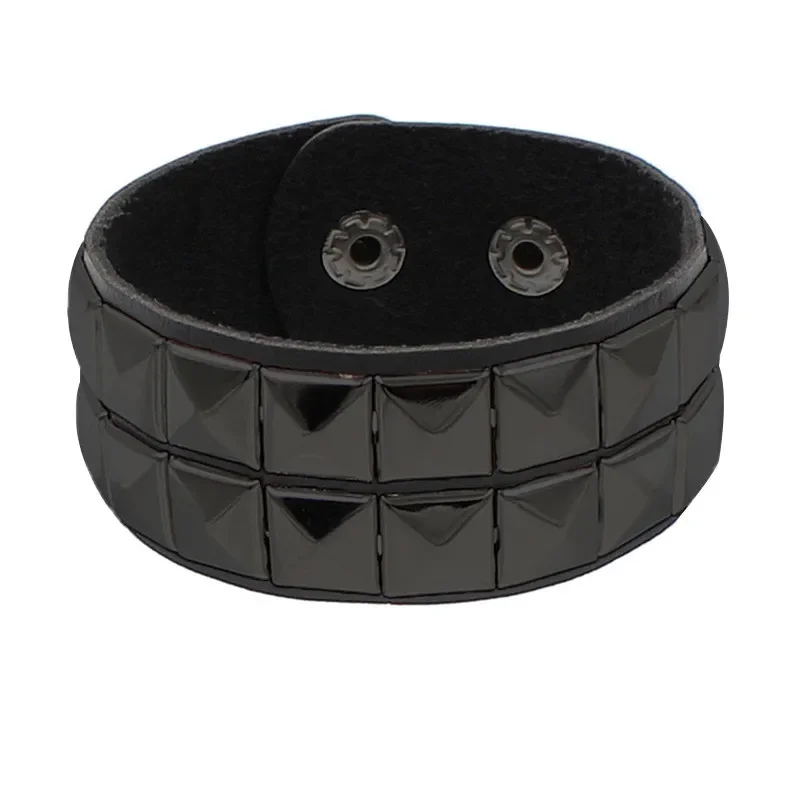 Punk Leather Bracelet for 90s Men Women Rivet Cuff Bangle Bracelet Adjustable Black Leather Wristband Metal Studded Jewelry Gift Punk Leather Bracelet for 90s Men Women Rivet Cuff Bangle Bracelet Adjustable Black Leather Wristband Metal Studded Jewelry Gift