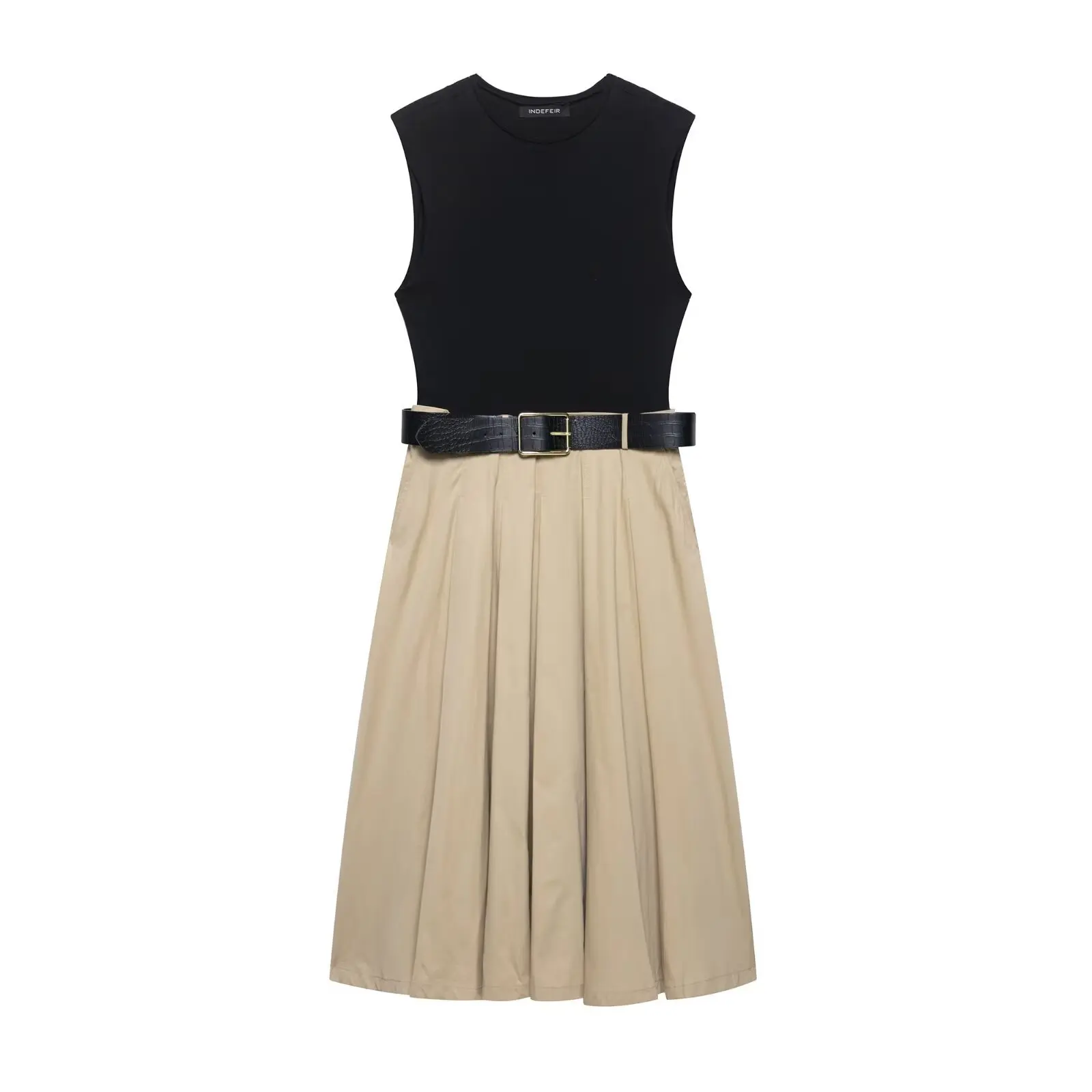 2025 Woman Dresses Belt Pleated Midi Dress Women Sleeveless Summer Dress Woman Knitted Party Dresses for Women Sundress 2025 Woman Dresses Belt Pleated Midi Dress Women Sleeveless Summer Dress Woman Knitted Party Dresses for Women Sundress
