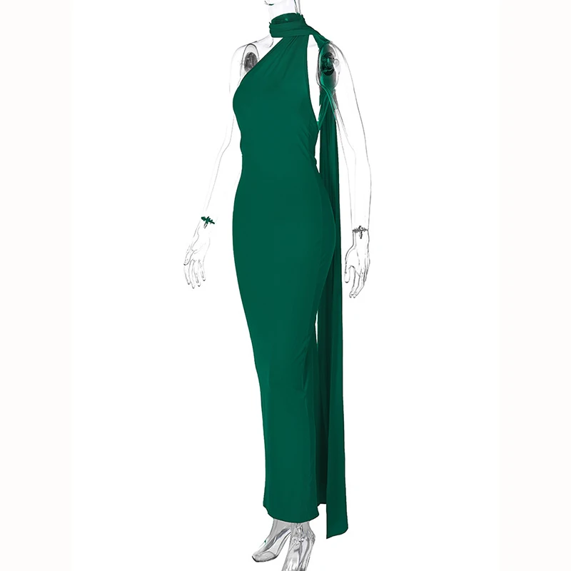 Hugcitar One Shoulder Backless Adjustable Scarf Loop Ruched Sexy Maxi Dress 2025 Women Elegant Y2K Streetwear Festival Outfit Hugcitar One Shoulder Backless Adjustable Scarf Loop Ruched Sexy Maxi Dress 2025 Women Elegant Y2K Streetwear Festival Outfit